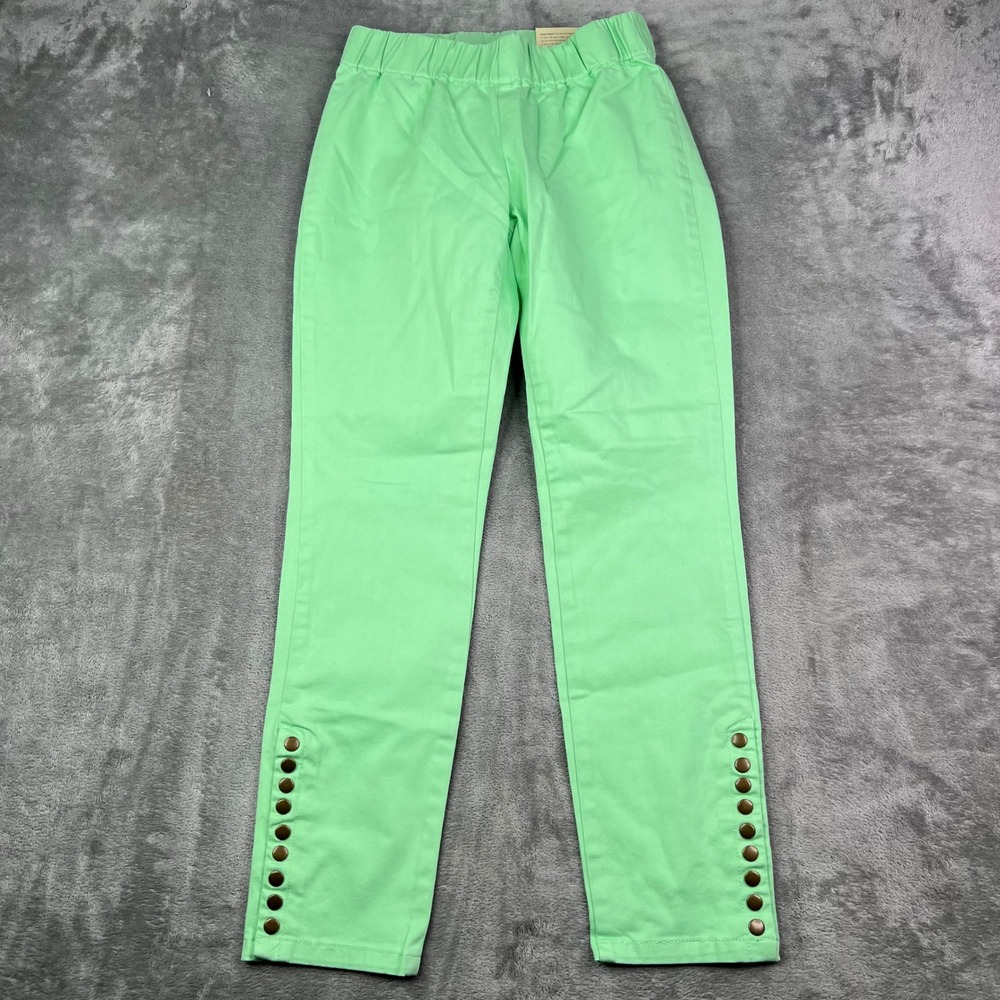 Soft Surroundings Metro Ankle Pants Womens PXS Mint Green Stretch Snap Detail